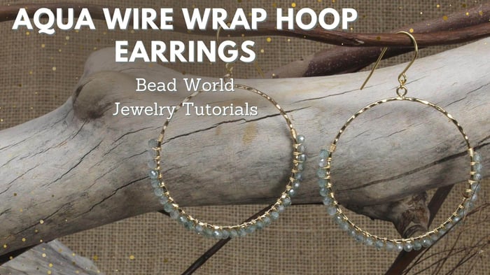 Aqua Wire Wrap Hoop Earrings