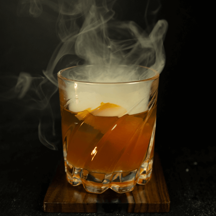 Smoked Cocktail on Black Background