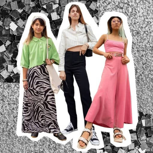 Three women in crop tops looking stunning.