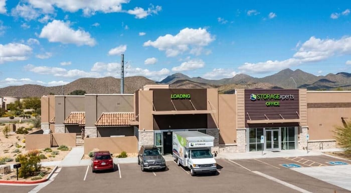 Drive-up outdoor storage units available at STORAGExperts in Scottsdale Arizona with wide lanes for easy vehicle loading