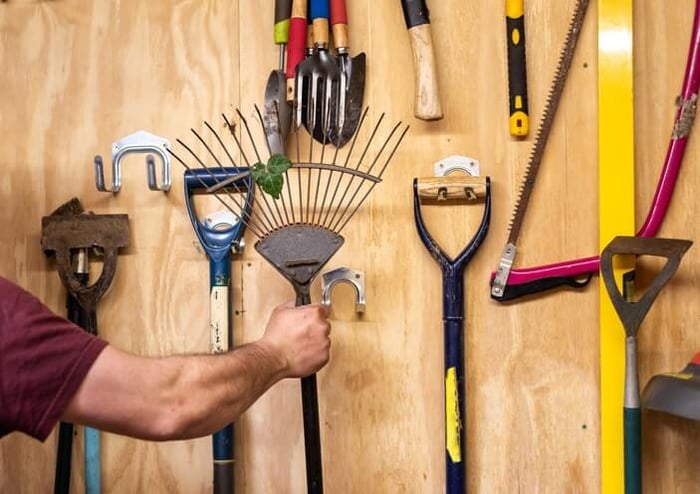 Organizing Shed with Pegs for Tools