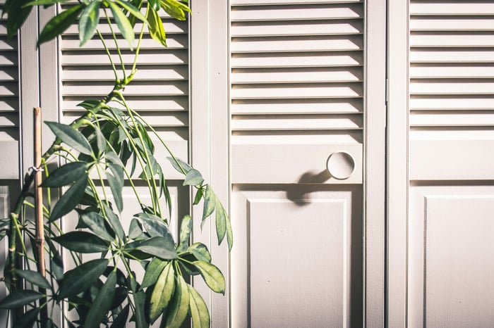 Closet doors with plant