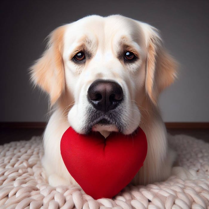 A sad looking Golden Retriever dog with swellings on both lips