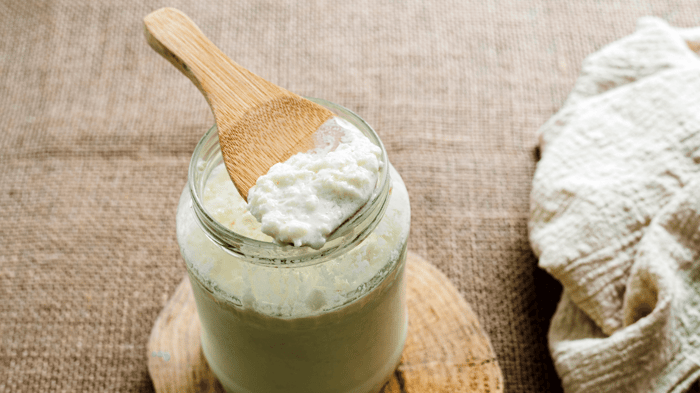 Homemade goat's milk kefir