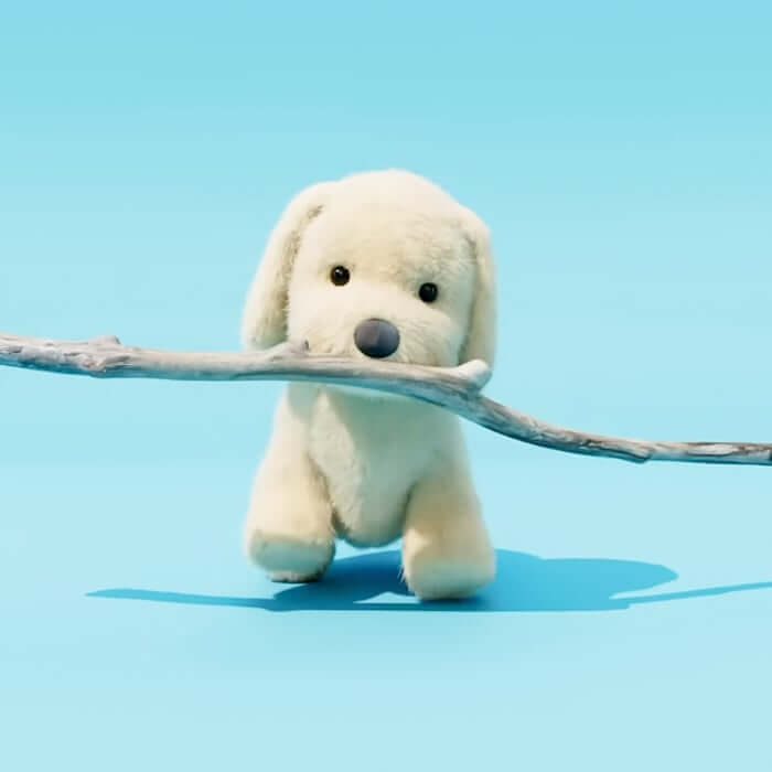 Golden Puppy with a stick