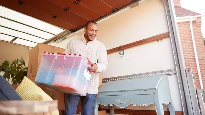 furniture and other home items stored in a moving truck