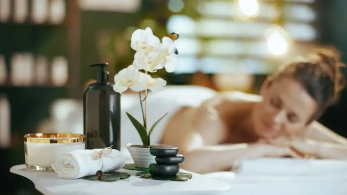 a woman enjoying a spa treatment