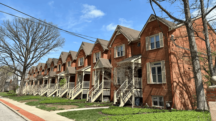 a row of townhomes in Cincinnati, OH