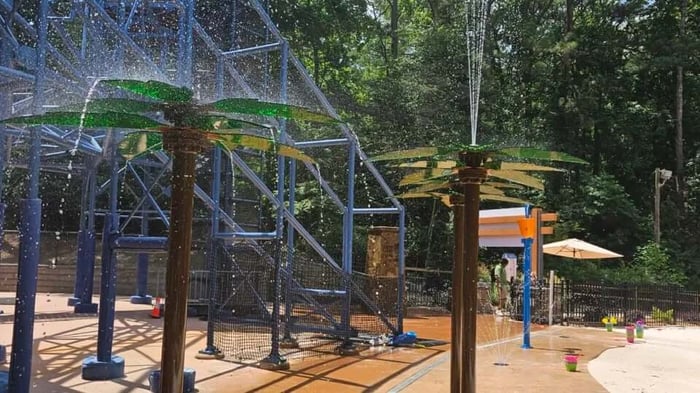 a splash pad near Stone Mountain