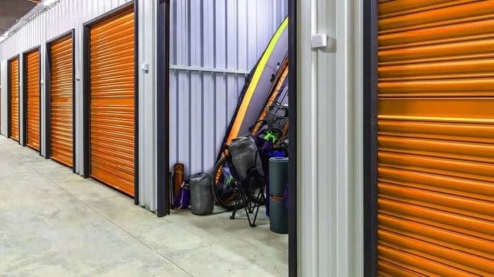 a storage unit filled with camping and outdoor gear