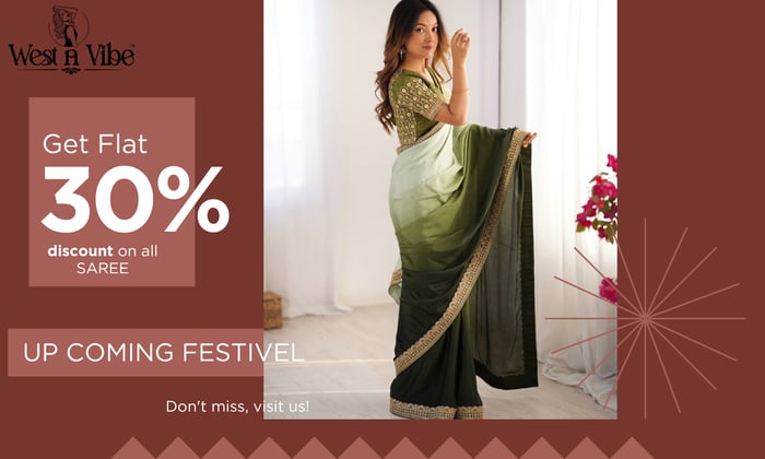 Saree Mahendi Function Wear Chinon Silk Wear Designer
