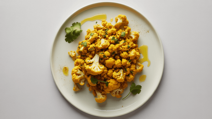 Cauliflower turmeric scramble with fresh herbs