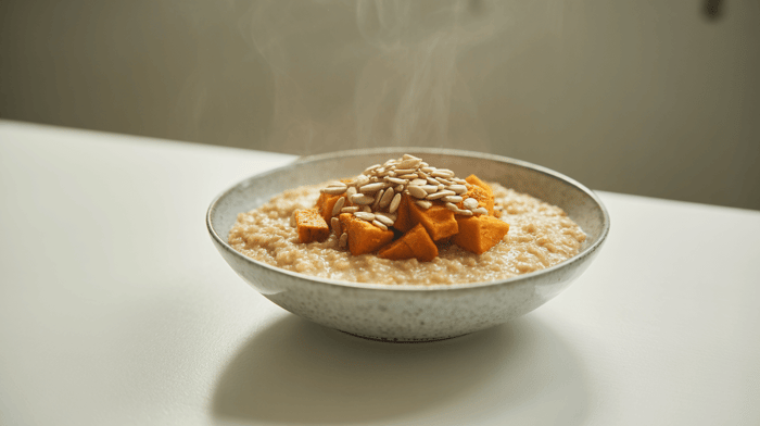 Creamy quinoa porridge with pumpkin and seeds