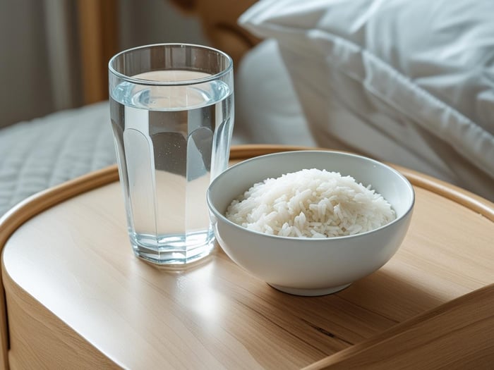 Simple hydration and food to help relieve a migraine at home.