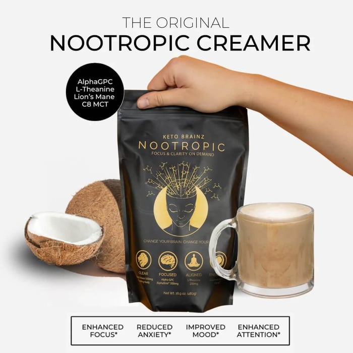 Keto Brainz Nootropic Creamer containing C8 MCT powder