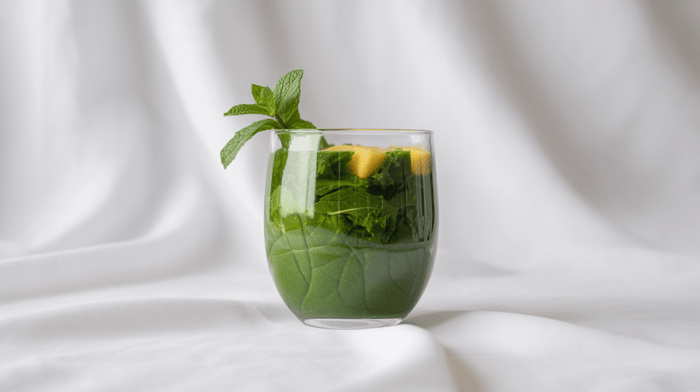 Green smoothie with MCT oil in a glass