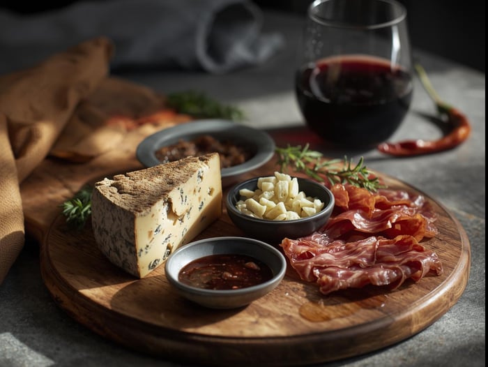 foods to avoid during a migraine: red wine, aged cheese, cured meats, and spicy sauces