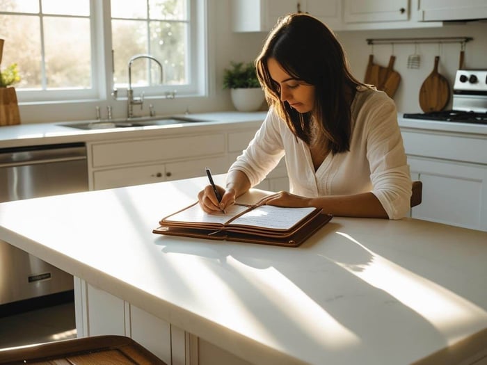 A person logging meals and symptoms in a food diary.