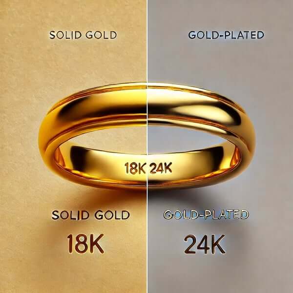 An image showing the difference between plated and solid