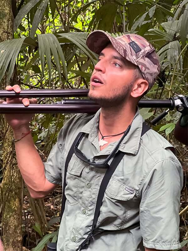 Isaac keeping an eye out for the action on a jungle hike