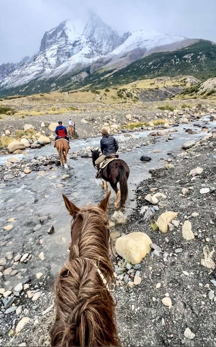 Our horse ride POV through the streams of Las Torres