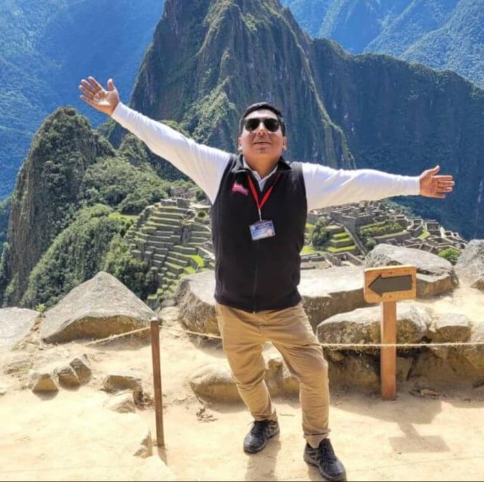 Marco having fun at Machu Picchu