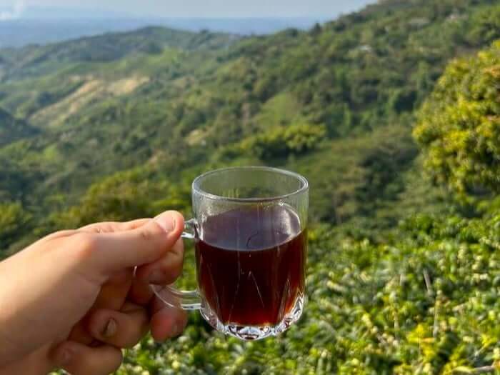 Felipe enjoying his coffee with a view