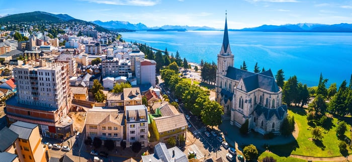 Aerial panorama of the city of Bariloche, Argentina