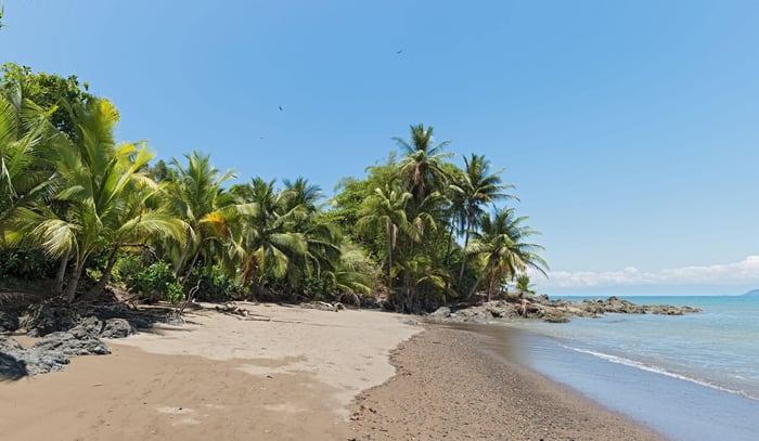 Quiet sandy beach at Drake Bay, Osa Peninsula,Costa Rica