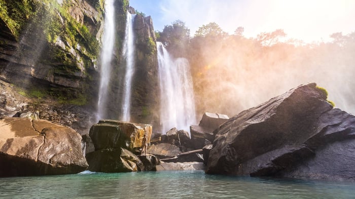 Beautiful Nauyaca Falls waterfall at the river Río Barú