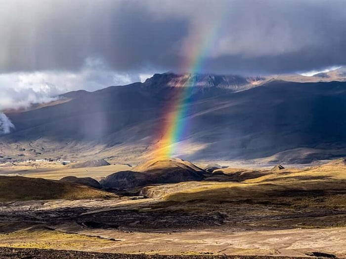 Rainbow at sunset in Cotopaxi national park