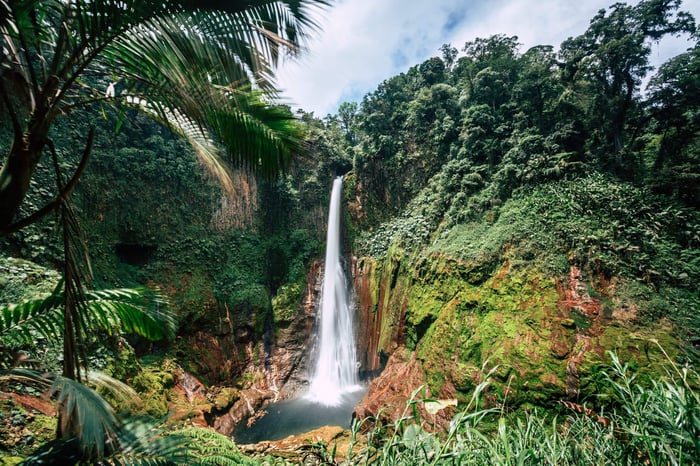 Waterfall in the rainforests of Costa Rica