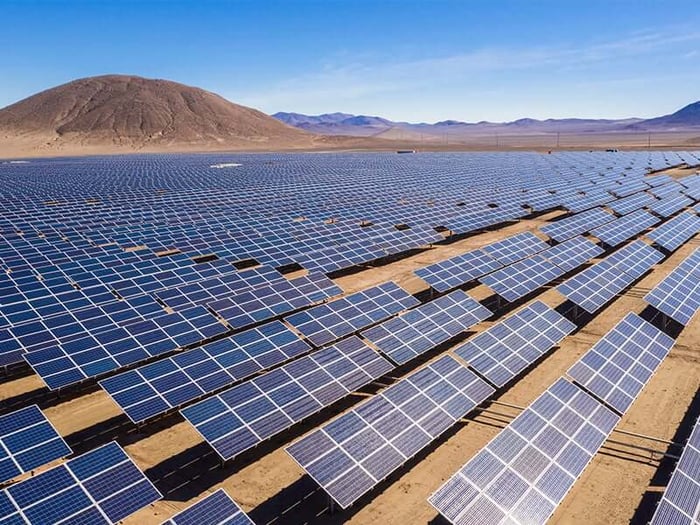 A huge Photovoltaic PV Plant in the Atacama Desert, Chile.