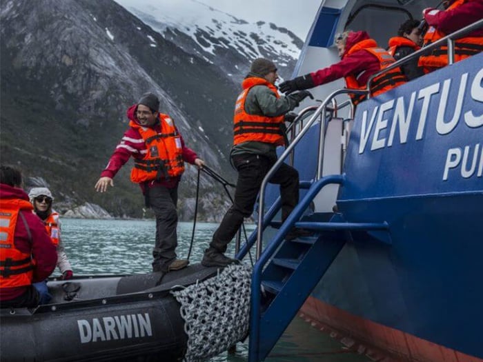 A zodiac excursion on a Latin Routes Patagonia cruise