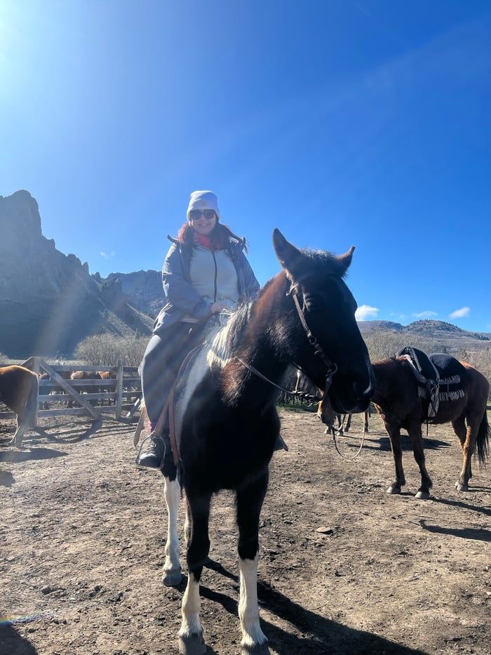 Gaynor or horseback at the Estancia