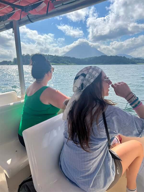 Gaynor takes in the view of the volcano from the boat