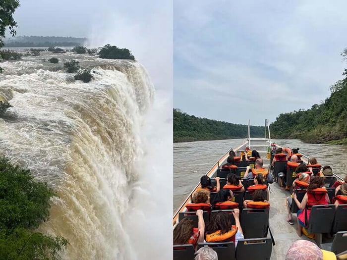 Catrin enjoying a memorable boat ride on the Argentinian side of the Iguazu Falls