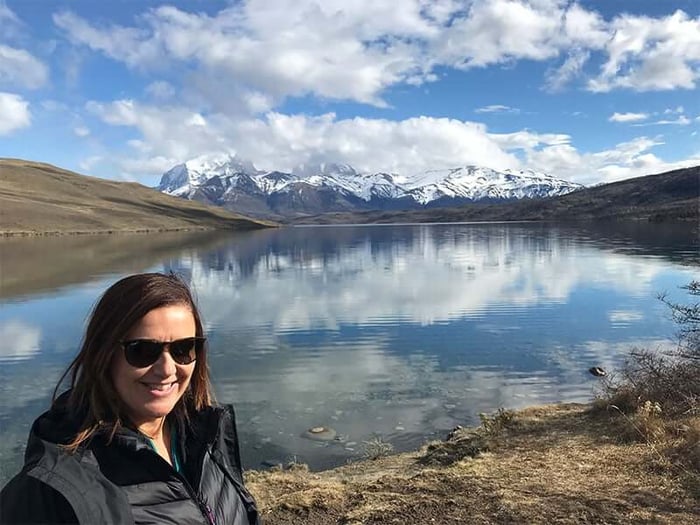 Gaynor all smiles in the Patagonian sunshine