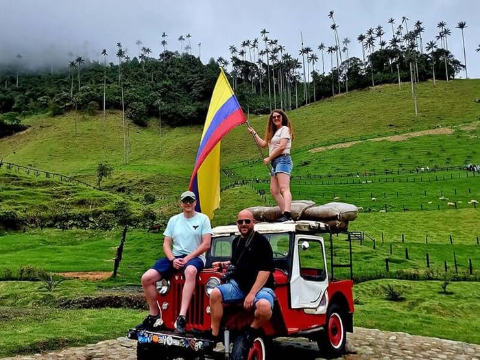 Flying the Colombian flag in the beautiful Cocora Valley