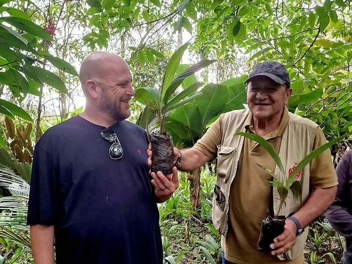 Planting wax palm trees in the Cocora Valley with Don Marino