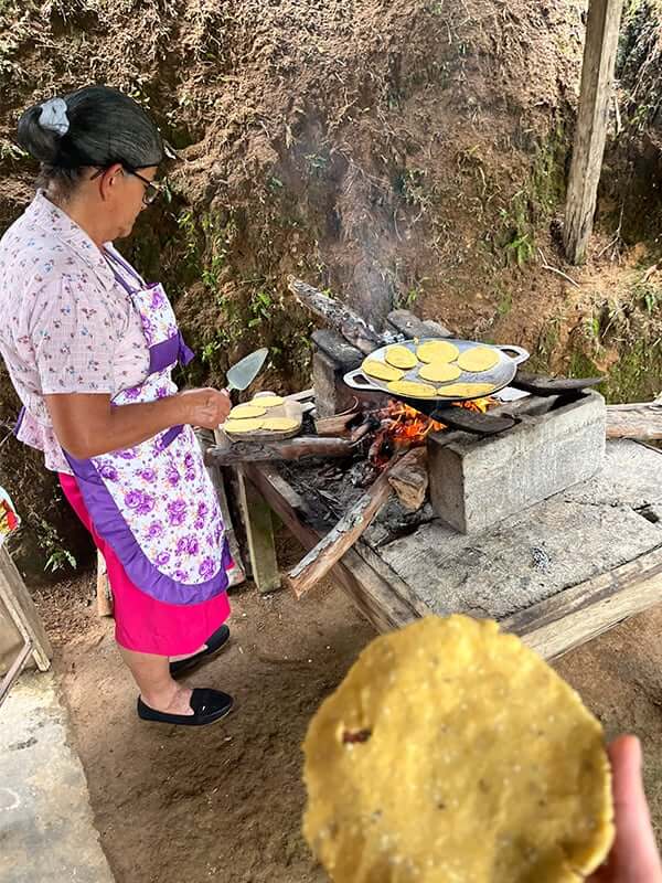 Tortillas on the oven fire