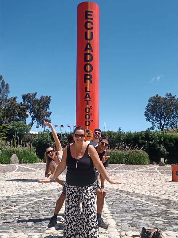 The group gets into the equatorial spirit in Quito
