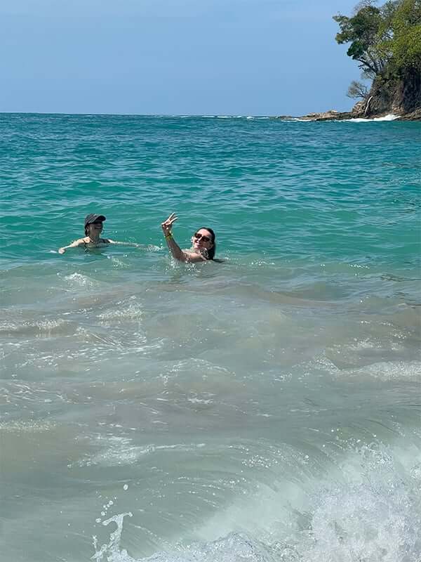 Julia enjoys a dip in the cooling Pacific