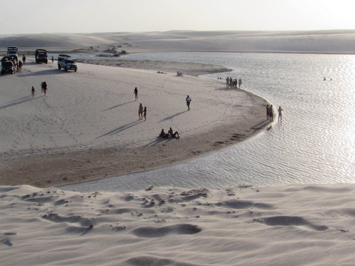 Beachgoers enjoy the unique landscape of this national park