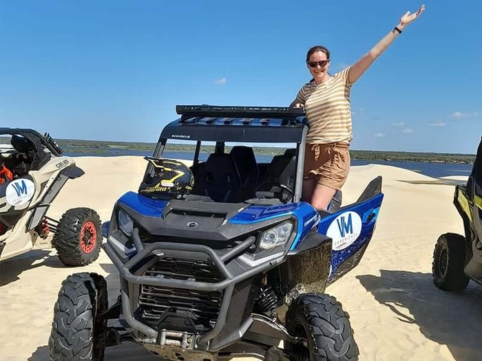 Hannah loving dune life in her buggy