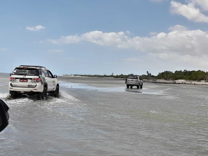 Taking 4x4s across the watery stretches of the park