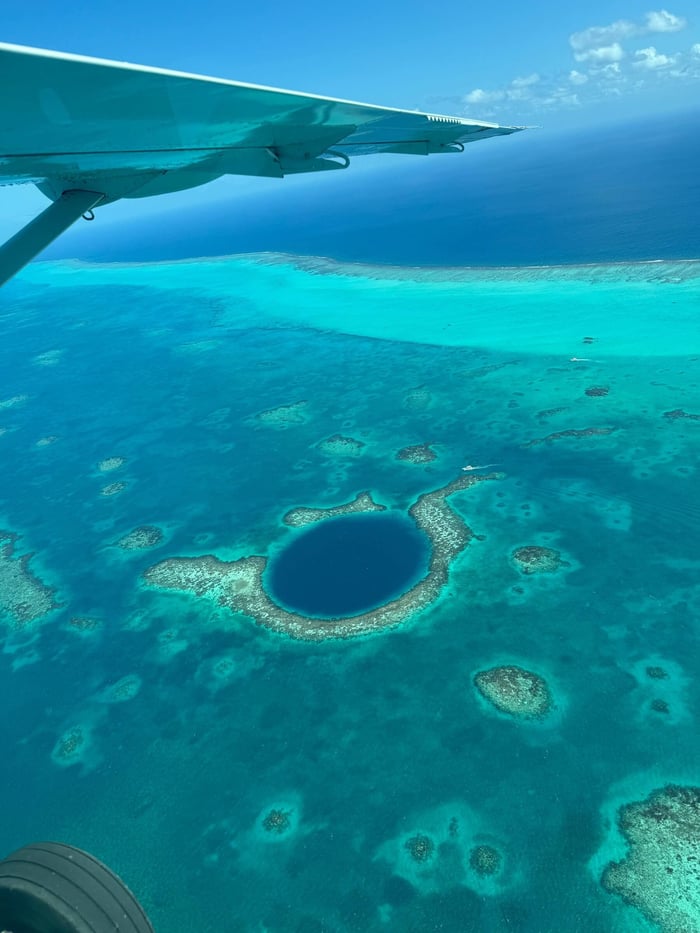 Flight over the Great Blue Hole, Belize