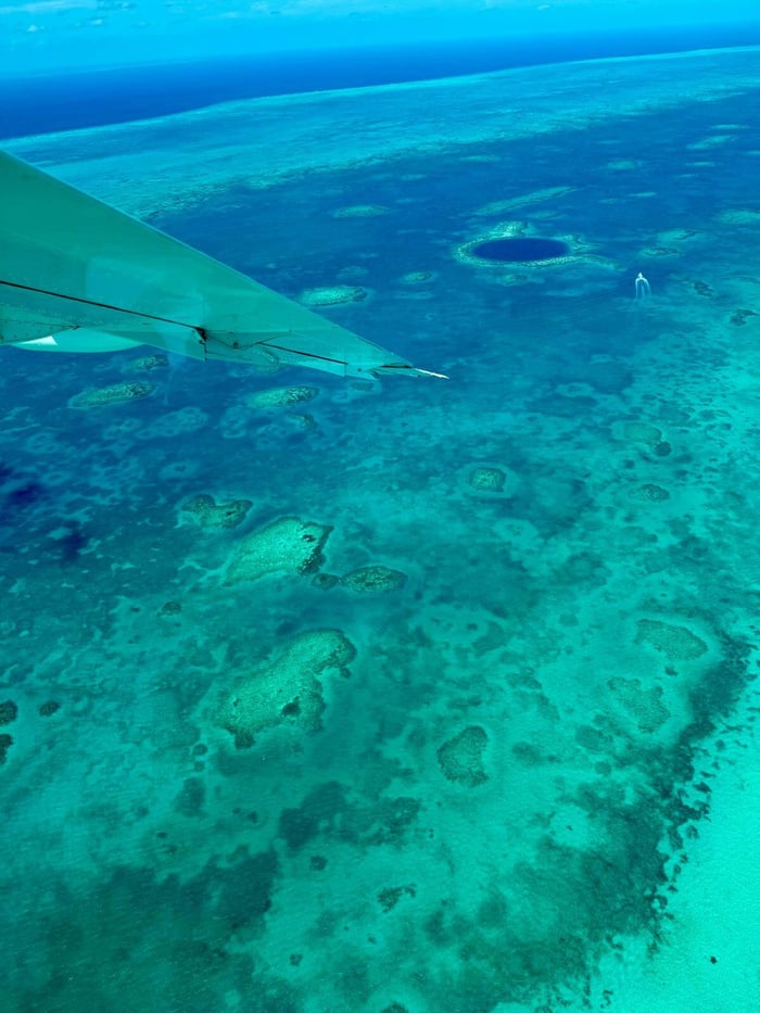 Flight over the Great Blue Hole, Belize