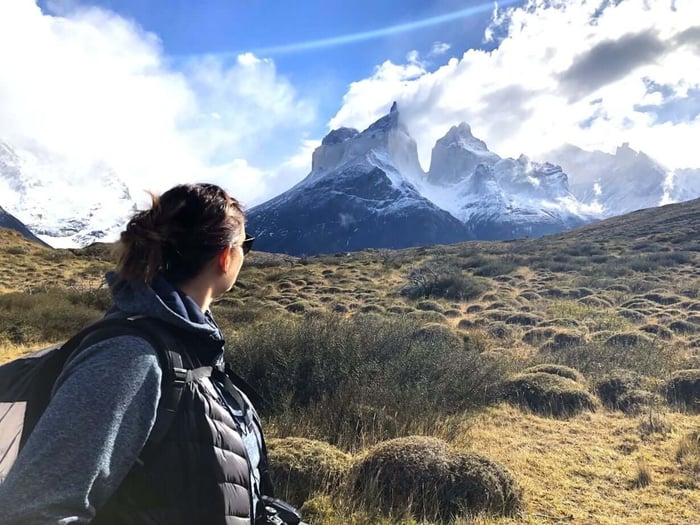 Gaynor admiring the views over Torres del Paine