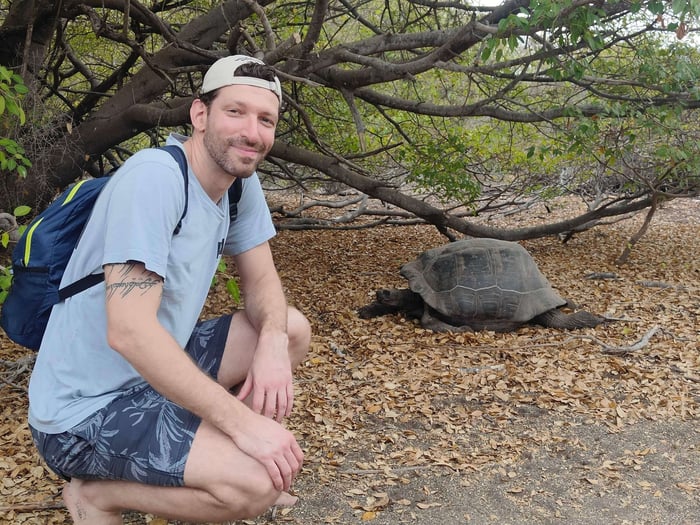 Giuliano with a Galapagos turtle